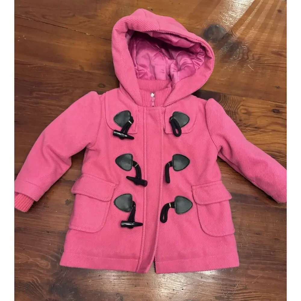 Hartstrings Baby Girls Woven Pea Coat Duffle Coat Toggle Closure Pink 12 Months
